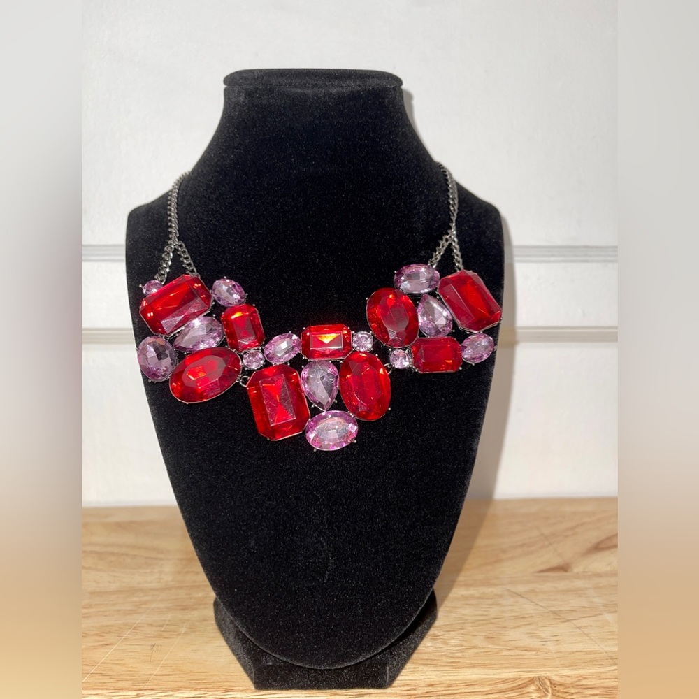 JLO by Jennifer Lopez Pink and Red Diamond Necklace